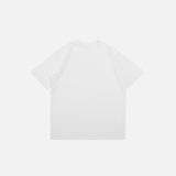 Front view of the white Blank Oversized Solid T-shirt in a gray background 