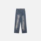 Chic Ripped Wide Leg Denim Jeans