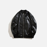 Oversized Solid Leather Motorcycle Jacket
