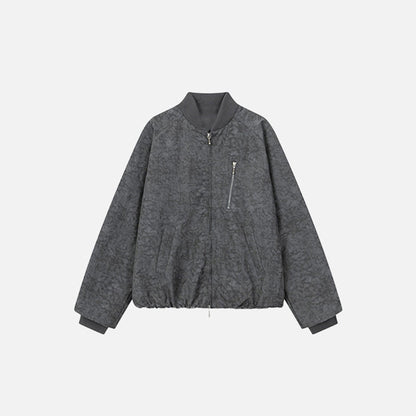 Front view of the dark gray Charcoal Classic Jacket in a gray background