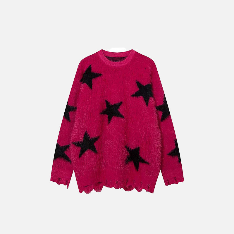 Y2K Star Distressed Sweater