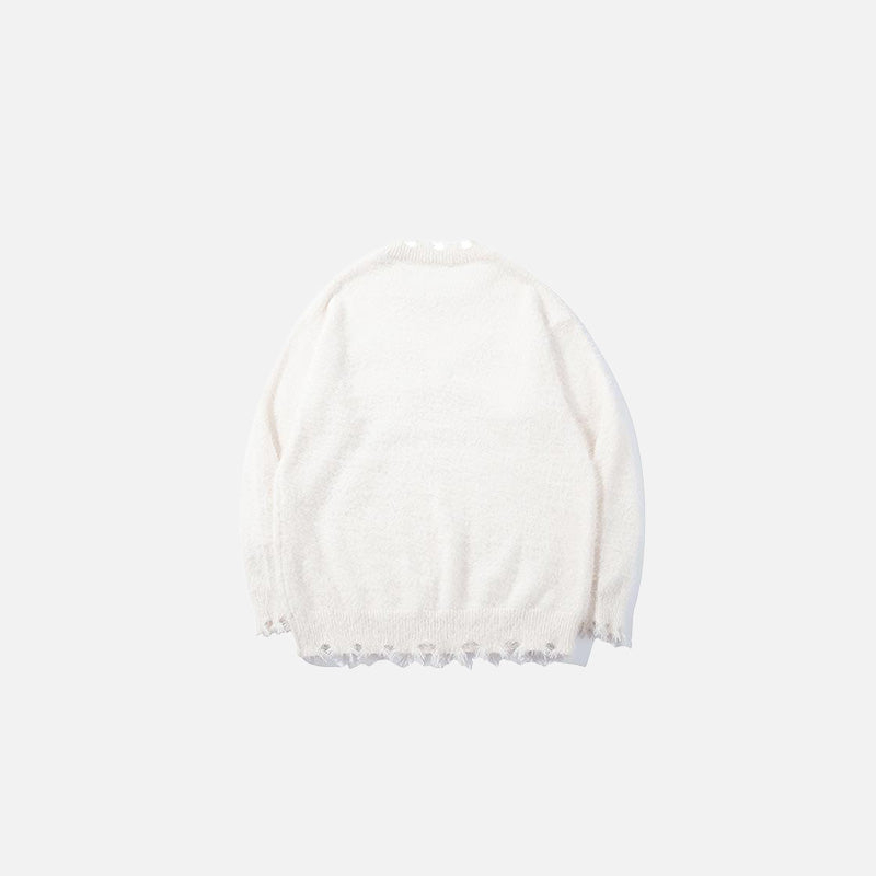 Back view of the white Bow-Knot Embellished Sweater in a gray background
