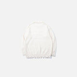 Back view of the white Bow-Knot Embellished Sweater in a gray background