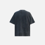 Back view of the black Loose Printed T-shirt in a gray background