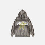 Oversized Striped Star Print Hoodie