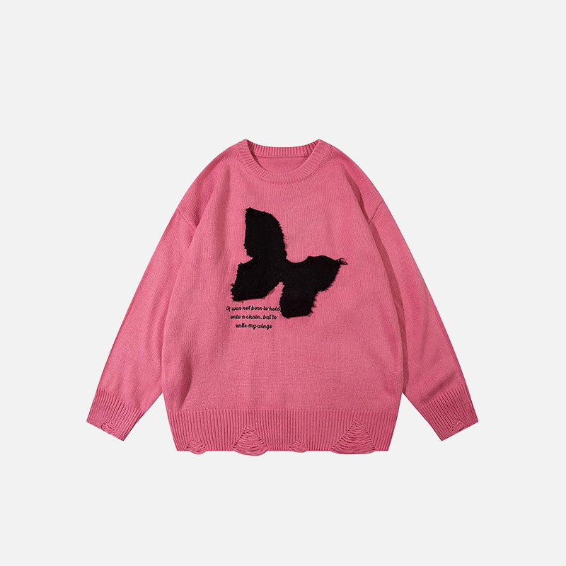 Butterfly Embroidery Loose Sweater