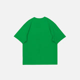 Back view of the green Loose Short-sleeved Classic T-Shirt in a gray background 