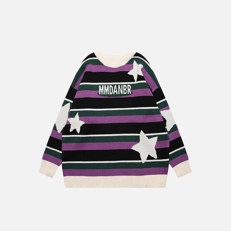 Striped Loose Star Knitted Sweater