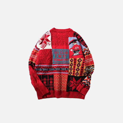 Embroidered Patchwork Sweater