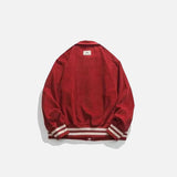 Red Splicing Varsity Jacket