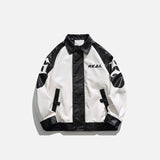 Oversized Color Block Leather Varsity Jacket