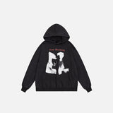 Retro Graphic Print Washed Hoodie