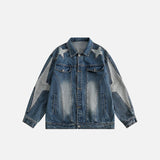 Embroidery Star Patchwork Washed Denim Jacket