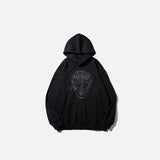 Embroidery Lion Head Graphic Print Hoodie