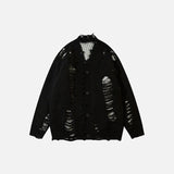 Y2K Ripped V-neck Knitted Cardigan