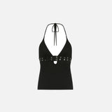 Y2K Women's Halter Neck Belted Top
