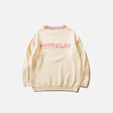 Vintage Peach Letter Embroidery Knitted Sweater