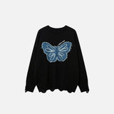 Butterfly Embroidery Loose Sweater