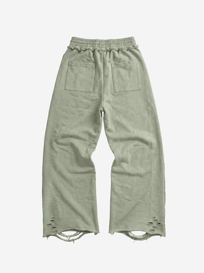 Asymmetrical Logo Embroidered Pants; Sage Green / S, Sage Green / M, Sage Green / L, Sage Green / XL, Sage Green / 2XL