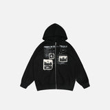 Y2K Retro Patches Letter Print Hoodie