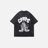 Oversized Vintage Cartoon Graphic Print T-Shirt