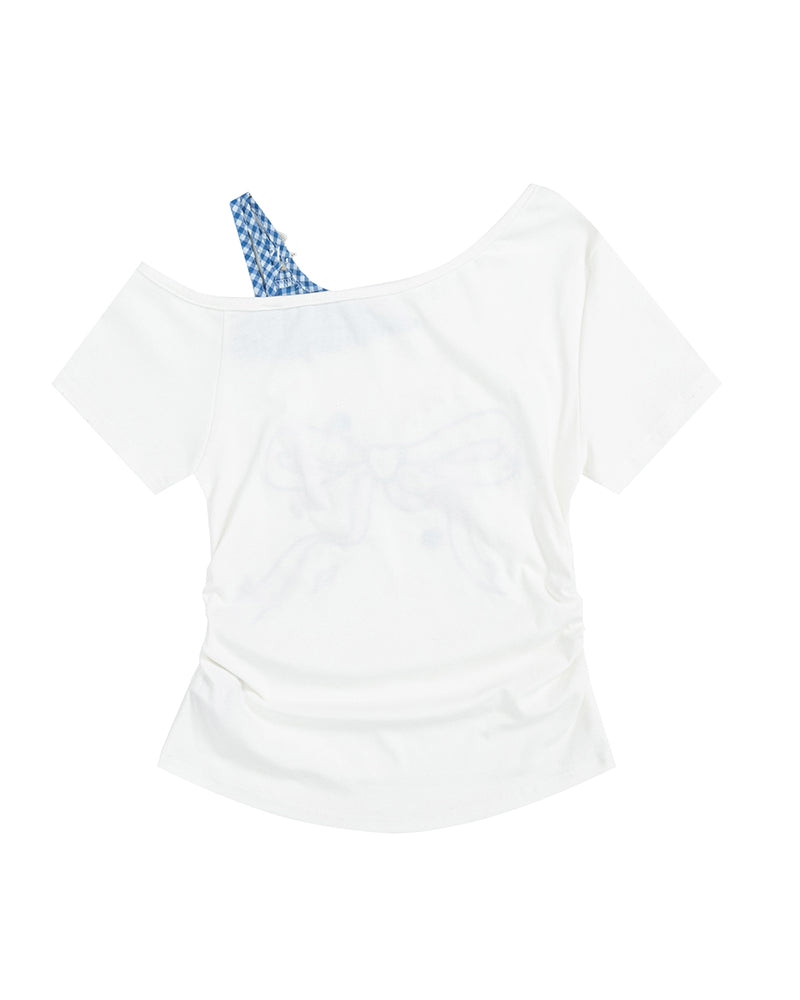 Bow Graphic Off-Shoulder Top