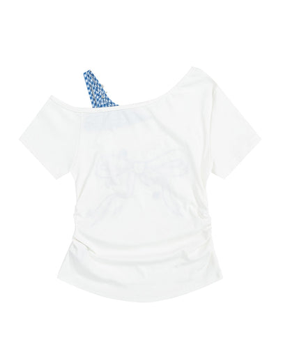 Bow Graphic Off-Shoulder Top