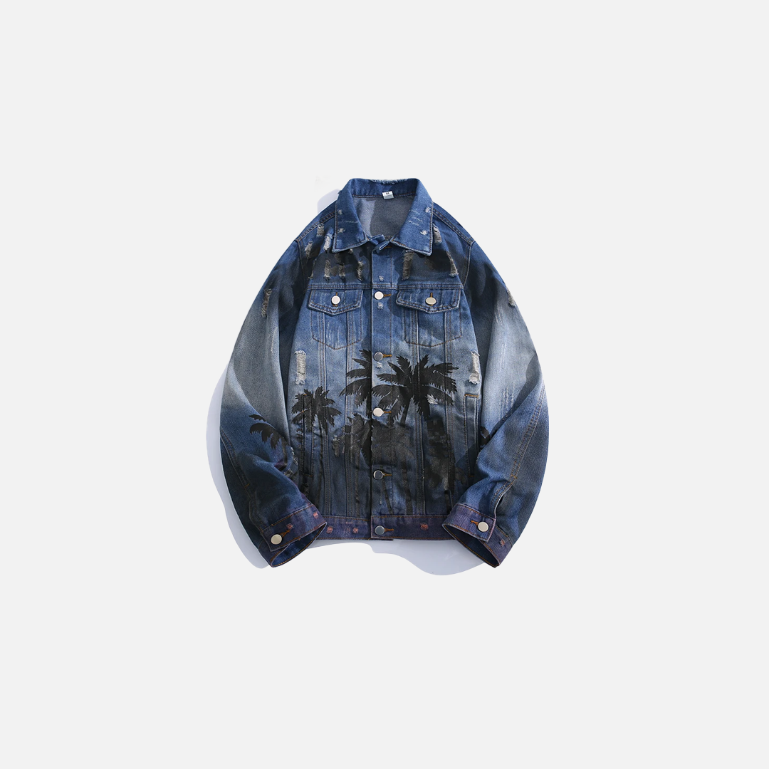 Coconut Tree Gradient Denim Jacket