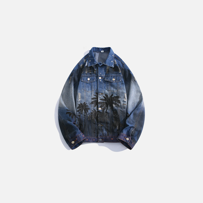 Coconut Tree Gradient Denim Jacket