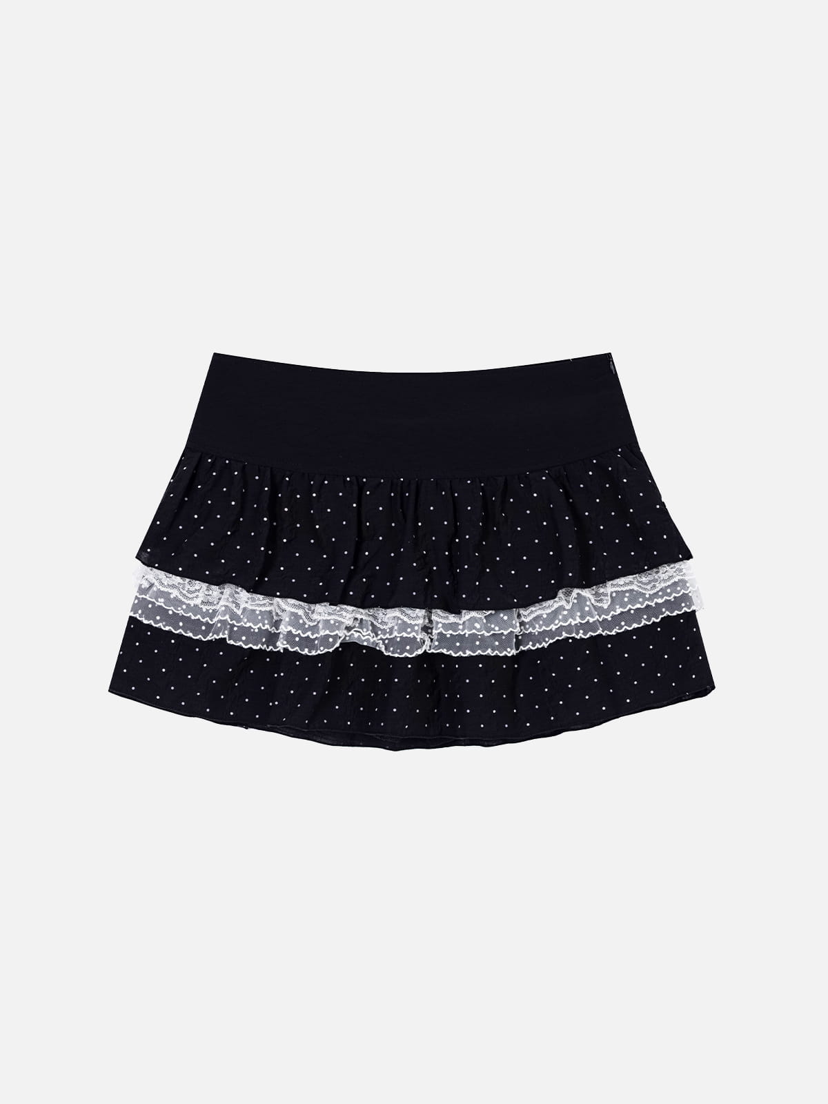 Polka Dot Lace Ruffle Skirt