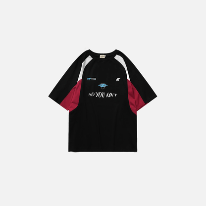 Contrast Letter Printed O-Neck T-Shirt