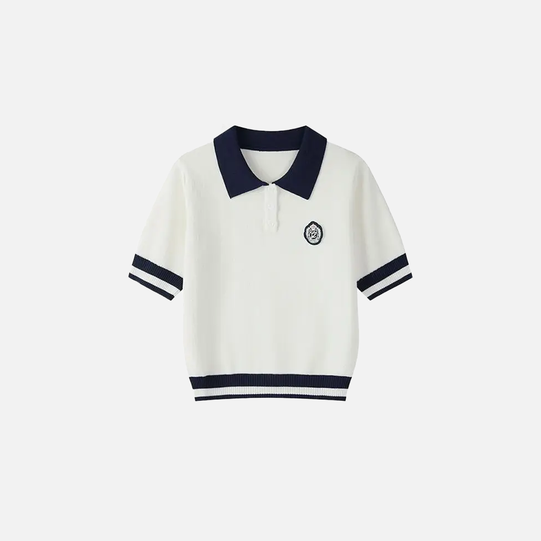 Chic Polo Collar Knit T-Shirt