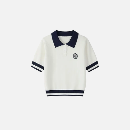 Chic Polo Collar Knit T-Shirt