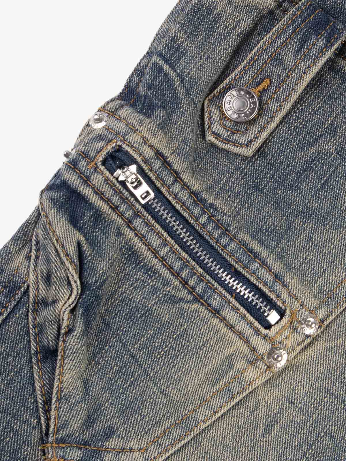 Stud Low-Rise Bootcut Jeans; Blue / S, Blue / M, Blue / L, Blue / XL
