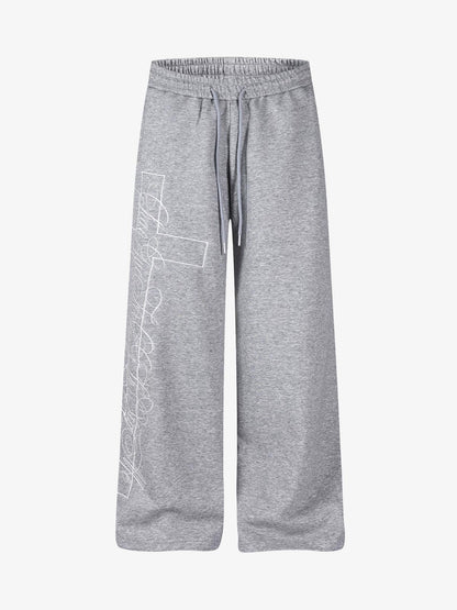Abstract Line Graphic Wide-Leg Sweatpants