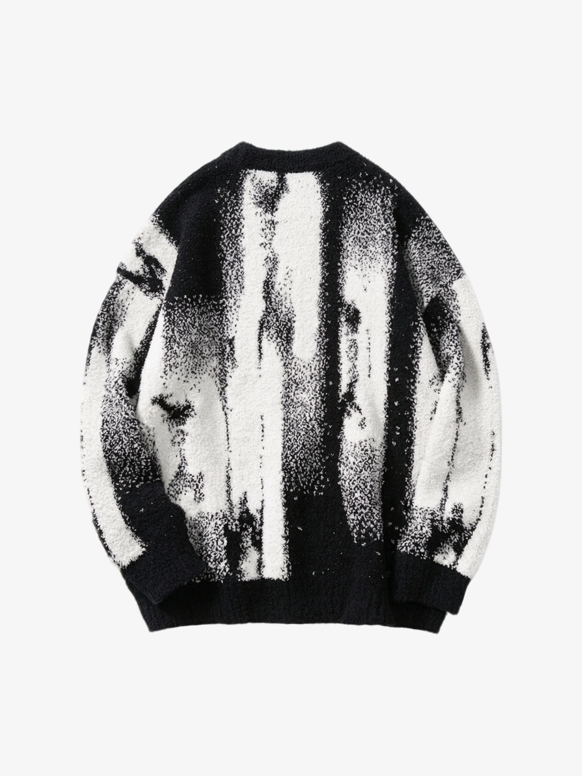 Abstract Portrait Graphic Jacquard Knit Sweater