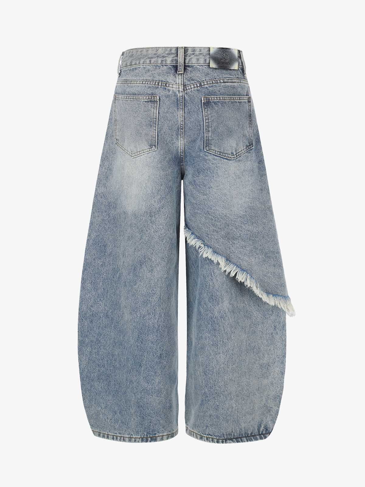 Layered Rhinestone Baggy Jeans; Light Blue / S, Light Blue / M, Light Blue / L, Light Blue / XL