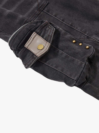 Street-style Distressed Workwear Flared Jeans