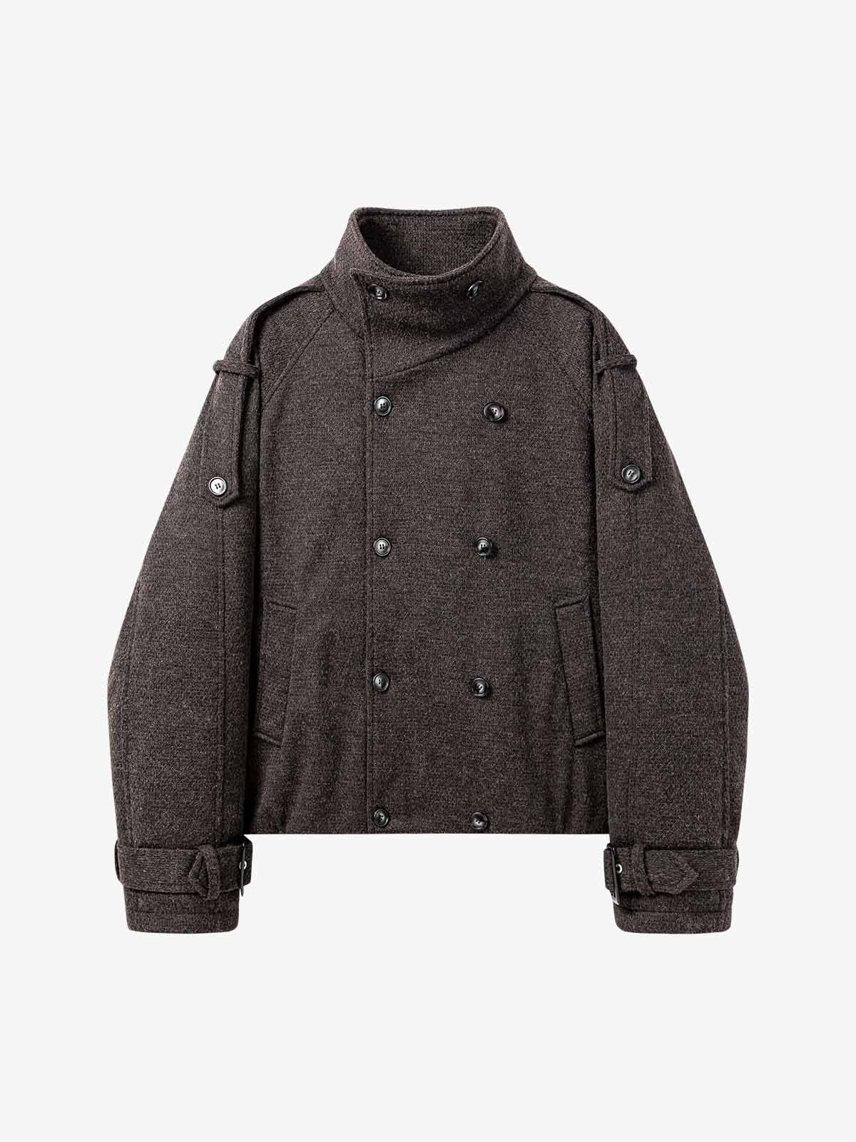 Double-Breasted Stand-Collar Jacket; Coffee / M, Coffee / L, Coffee / XL, Coffee / 2XL
