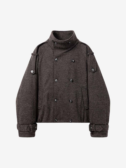 Double-Breasted Stand-Collar Jacket; Coffee / M, Coffee / L, Coffee / XL, Coffee / 2XL