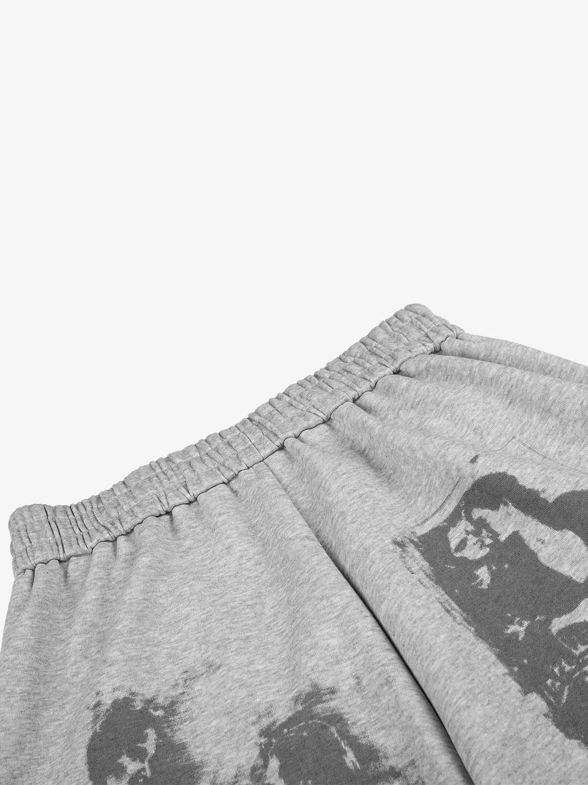 Dark Letter Graphic Drawstring Sweatpants; Gray / S, Gray / M, Gray / L, Gray / XL