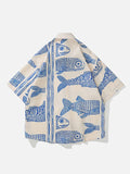 Blue Fish Print Summer Shirt