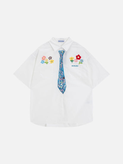 Graffiti Necktie Floral Shirt