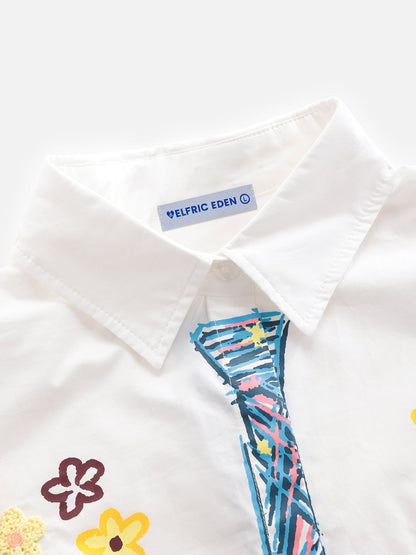 Graffiti Necktie Floral Shirt
