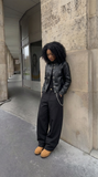 Streetwear Personalized Metal Buckle Leather Jacket