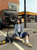 Women Streetwear Cool Color Blocked Grid Chic Cotton Shirt