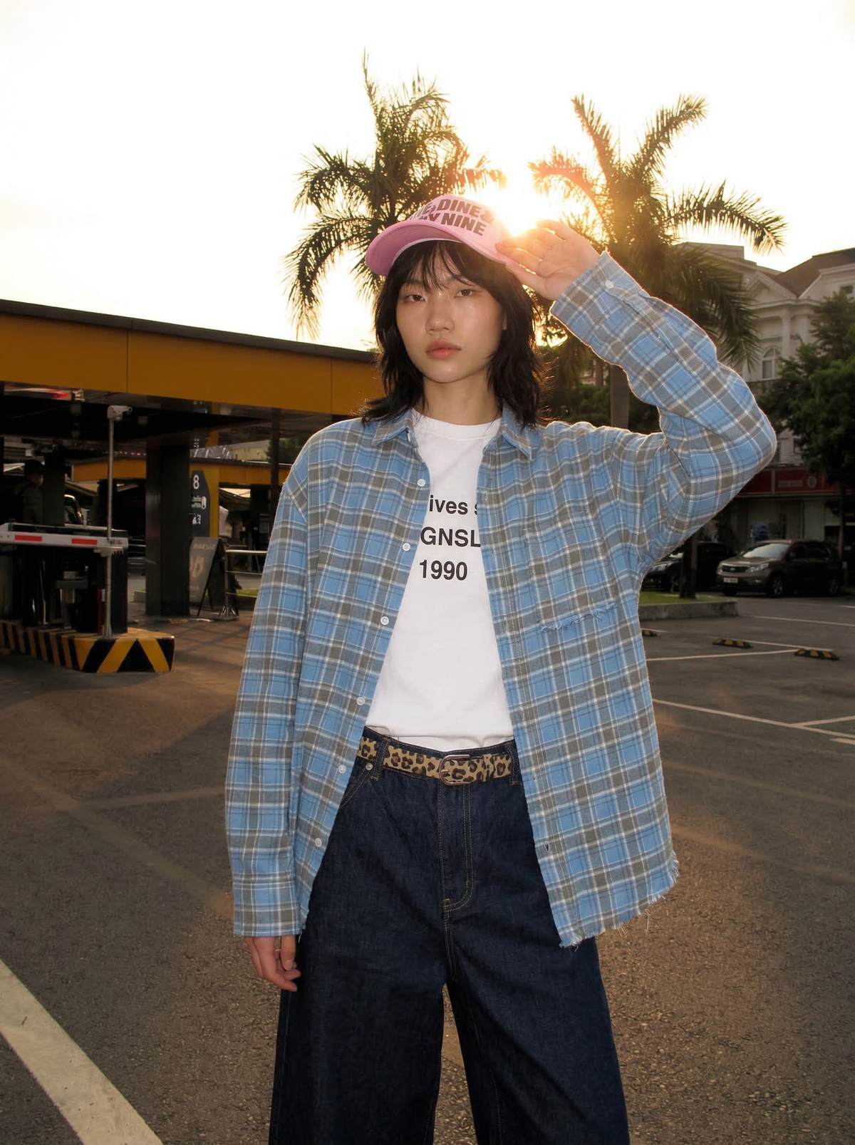 Women Streetwear Cool Color Blocked Grid Chic Cotton Shirt