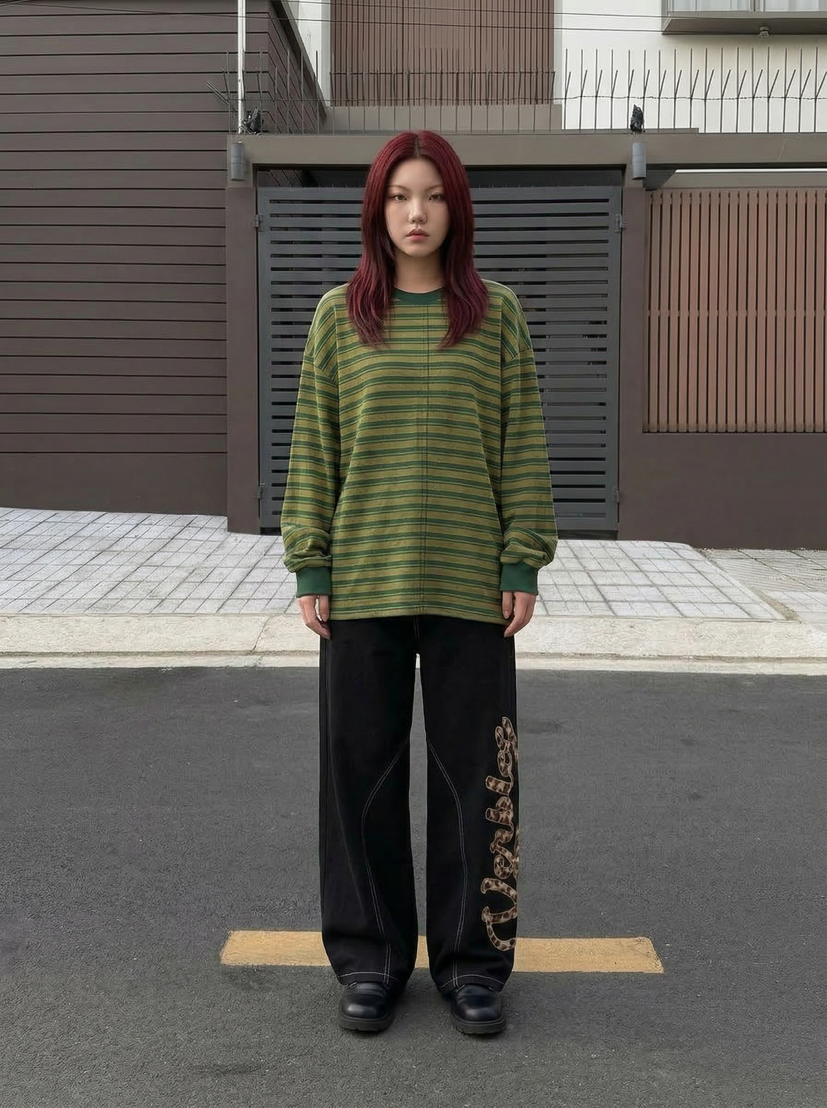 Streetwear Leopard Print Patchwork Wide Leg Jeans