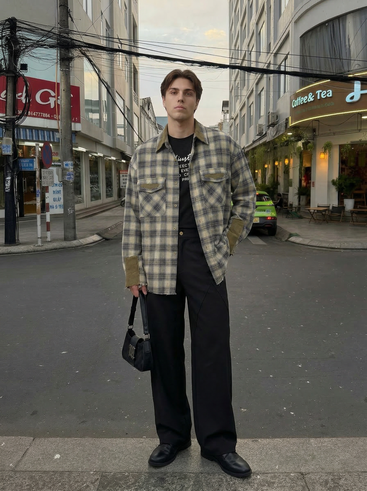 Contrasting Color Design Plaid Shirt