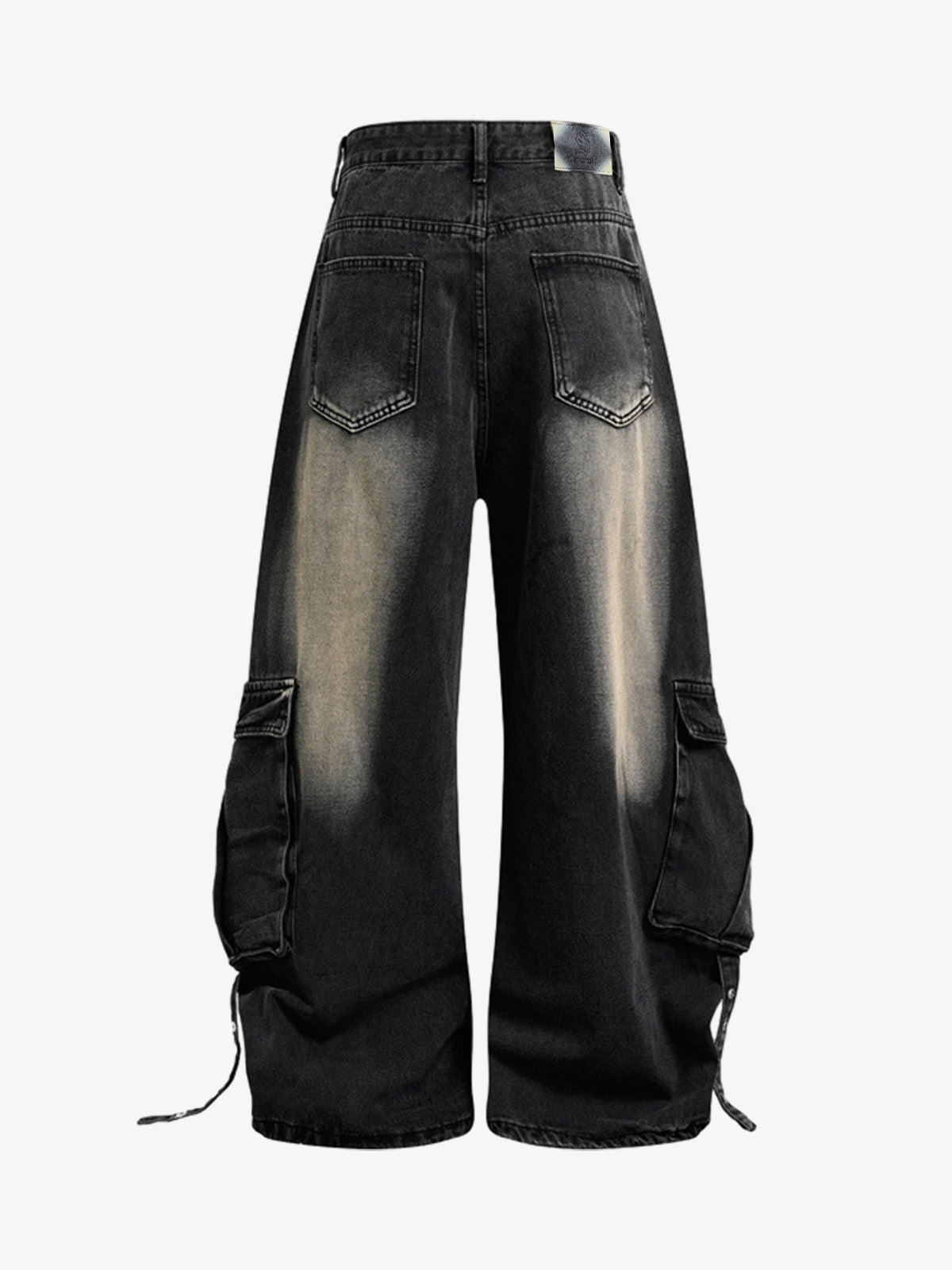 Deconstructed Multi-Pocket Cargo Jeans; Black / M, Black / L, Black / XL, Black / 2XL, Black / S